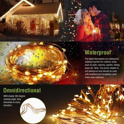 Decor Copper Wire Fairy Lights Plug In DC 3V 40M Length For Patio
